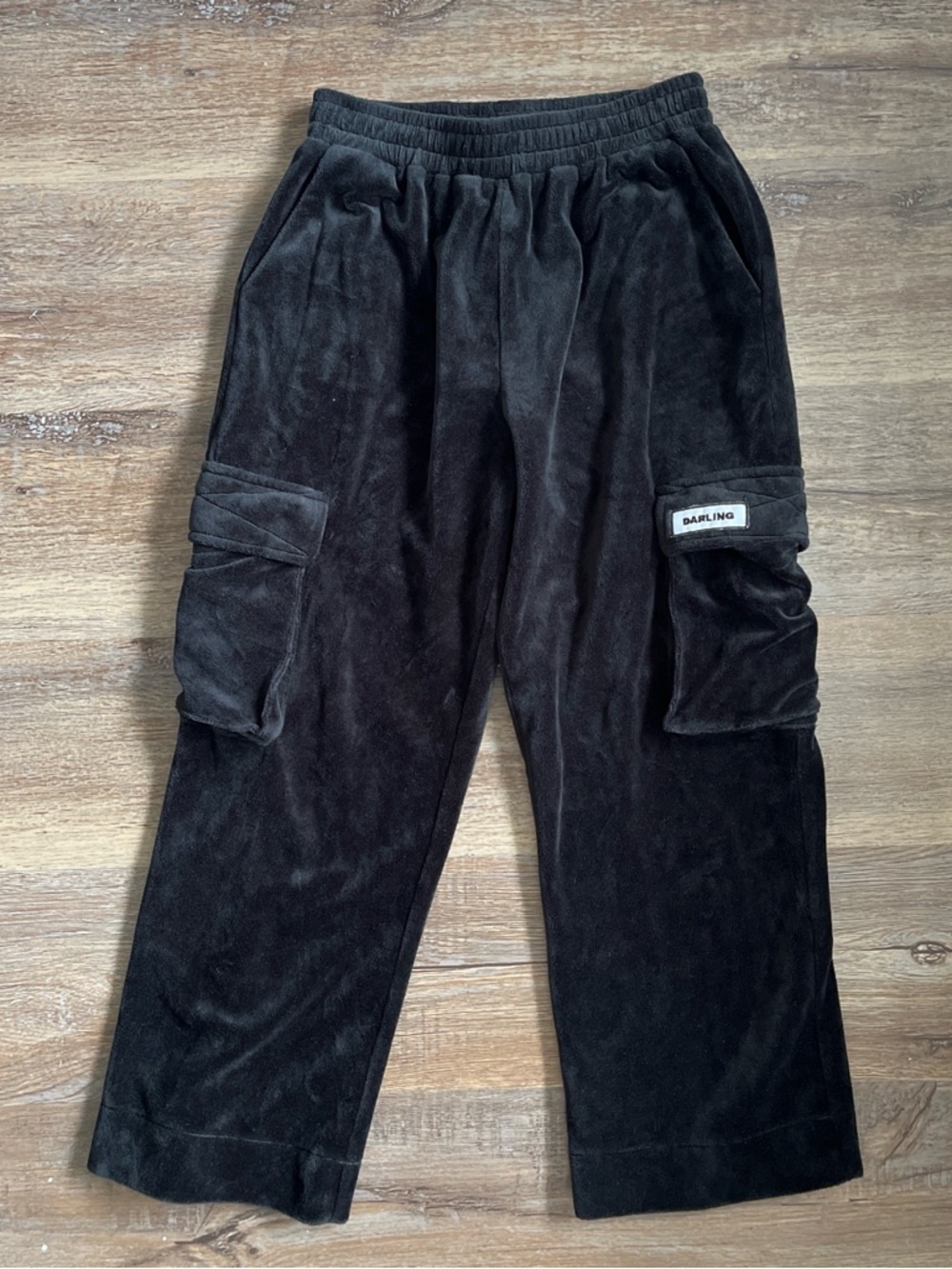 Black Velvet Cargo Pants